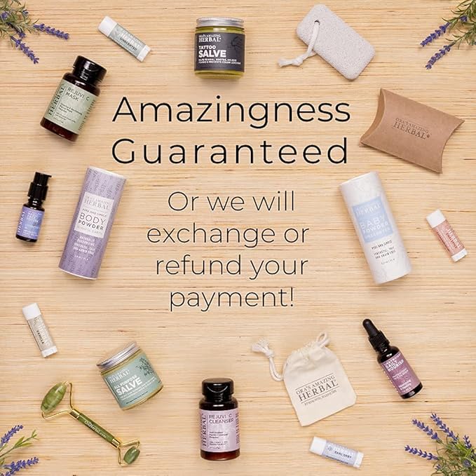 Ora's Amazing Herbal New Mom and Baby Natural Skincare Set, Natural Baby Oil, Newborn Salve, Peppermint Field Ultra Healing Body Butter for Mama's Belly, and Soothing Earl Grey Lip Balm