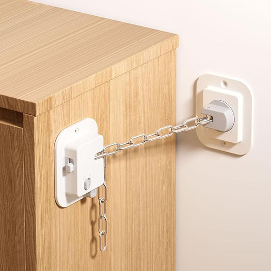 YEYA Upgraded Anti-Tip No Drill Furniture Anchor with 3M Adhesive 10" Adjustable Straps, Baby Proofing Wall Anchors for Child Safety, Playroom Essentials 2P