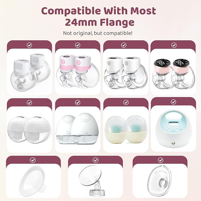 Flange Inserts 10PCS 13/15/17/19/21mm for 24mm Flanges/Shield of Most Pumps, Flange Sizing Kit Silicone Flanges Insert, Breastfeeding Essentials Kit for New Moms