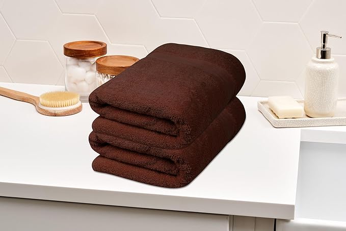 100% Cotton Luxury Bath Sheets - Pack of 2 (35" x 70") | Super Soft, Quick-Dry & Highly Absorbent Towels for Bathroom, Home, Spa & Gym (Dark Brown)