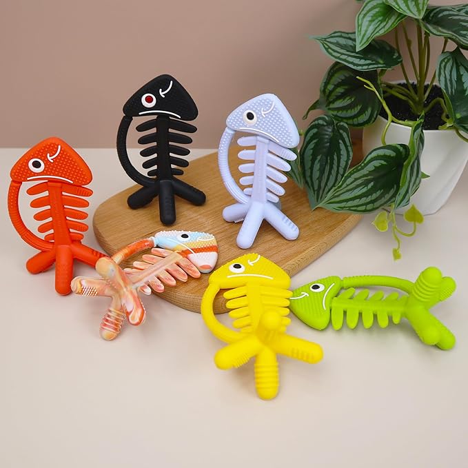 3in1 Infant Toys, Black and White Baby Toys 0-6 Month Teething Toys 0-3-6-12 Months, Teethers for Babies 3-6 6-12 Months for Teething Relief,Baby Gift,Silicone,Sensory,USA Patent Pending, Fish