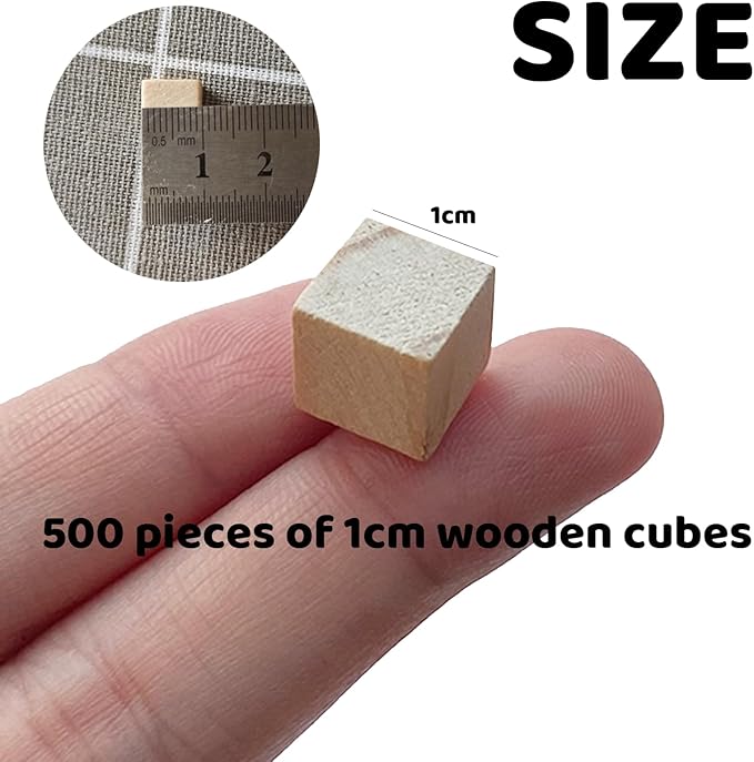 500 Pcs Unfinished Wood Cubes,1 cm Wooden Blocks for Crafting,Small Wood Cubes for Crafts Making & DIY Projects & Decor