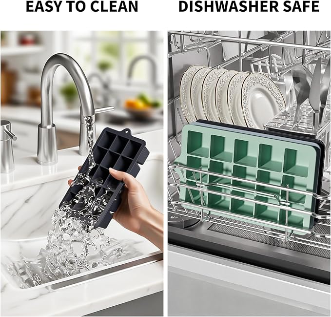 Silicone Ice Cube Tray 2 Pack, HANCELANT Ice Cube Mold, Ice Trays for Freezer with Lid for Whiskey, Baby Food, BPA Free, Easy Release