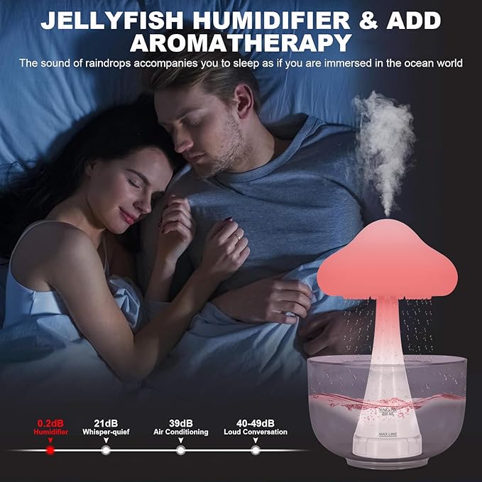 Rain Cloud Mushroom Cool Mist Humidifier & Diffuser - 7-Color LED Ultrasonic Air Humidifiers for Bedroom Baby, Water Drip Essential Oil Aromatherapy, Auto Shut-Off