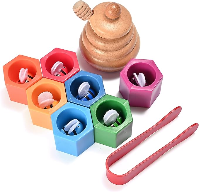 Sorting Stacking Wooden Sensory Bin Tools for Toddlers, Bee Hive Toy, Montessori Educational Gift for 3-5 Years Old, Fine Motor Skill Learning Toys