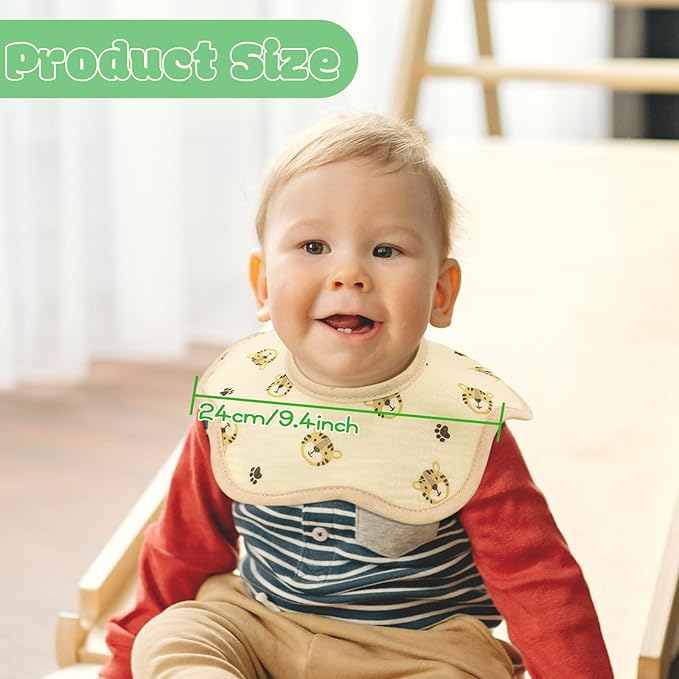 EllieHouse Baby Bibs for Girls Boys 10Pack Muslin Drool Teeth Drooling Teething Bibs Muslin Cotton for Infant Toddler