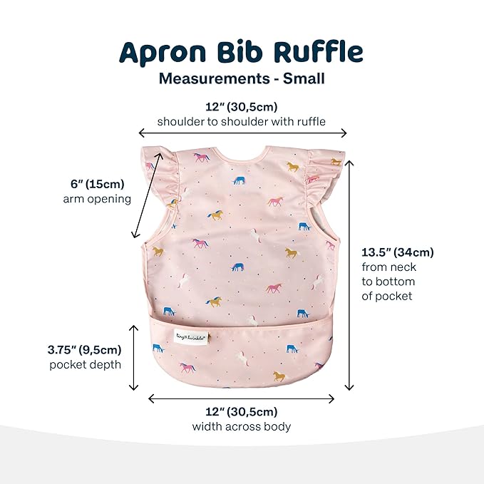Tiny Twinkle Short Sleeve Apron Baby & Toddler Bib for Girls – Waterproof, Mess-Proof Bibs for Eating & Feeding, Machine Washable,Perfect Holiday Gift (Unicorn Confetti, 6–24M)