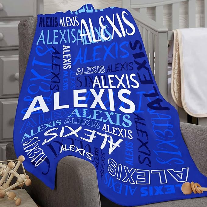Personalized Baby Boy Blanket, Custom Name Blanket, Soft Flannel, 40"x30", Letter Print