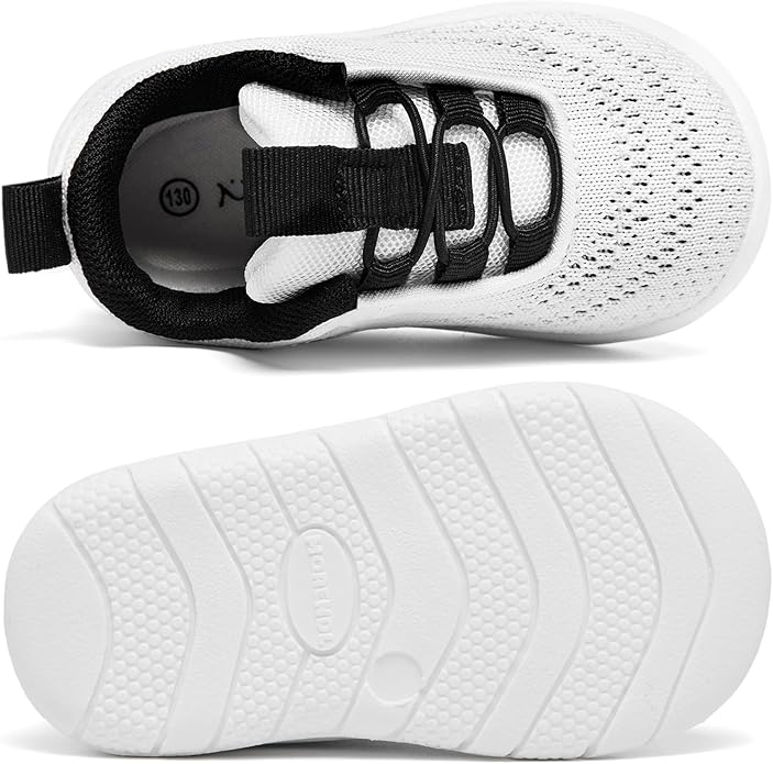 MORENDL Toddler Slip On Sneakers Baby Walking Shoes Non-Slip Breathable Unisex Pink Mesh Lace-Up Athletic Sneakers Infant Running Shoes