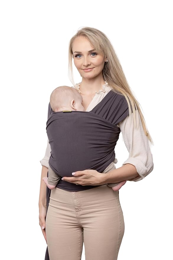 Boba Baby Wrap Carrier – Original Baby Sling Carrier for Newborns (7–35 lbs), Soft, Secure, Hands-Free & Ergonomic, Ideal for Comfortable Bonding, New Parents (Serenity Charcoal)