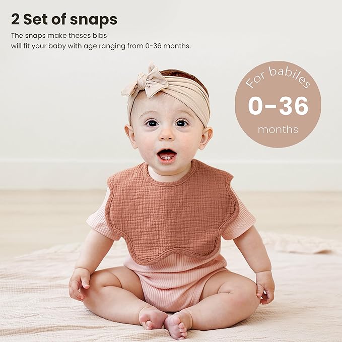 Konssy Muslin Baby Bibs 100% Cotton Absorbent Bandana Drool Bibs for Teething and Drooling, 6-Pack for Baby Boys & Girls