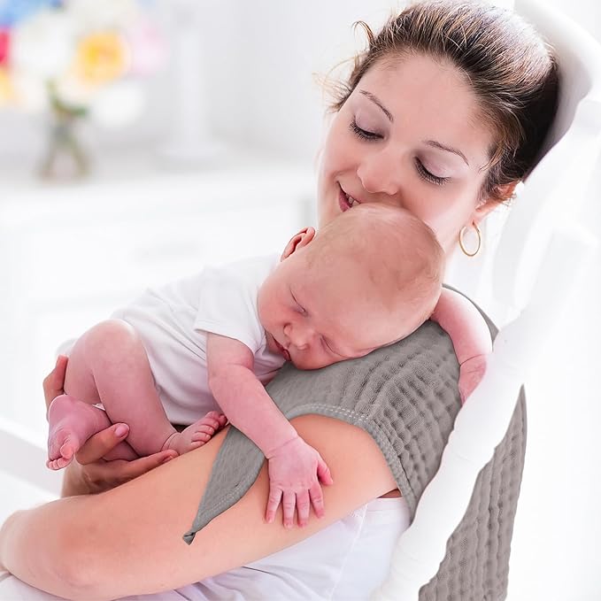 8 Packs Muslin Burp Cloths 6 Layers Unisex Baby Items Absorbent Burp Rags Colorful Muslin Washcloths for Baby Plain Soft Cotton Cloth for Babies Girls Boys, 10 x 20 Inch (Classic Colors)