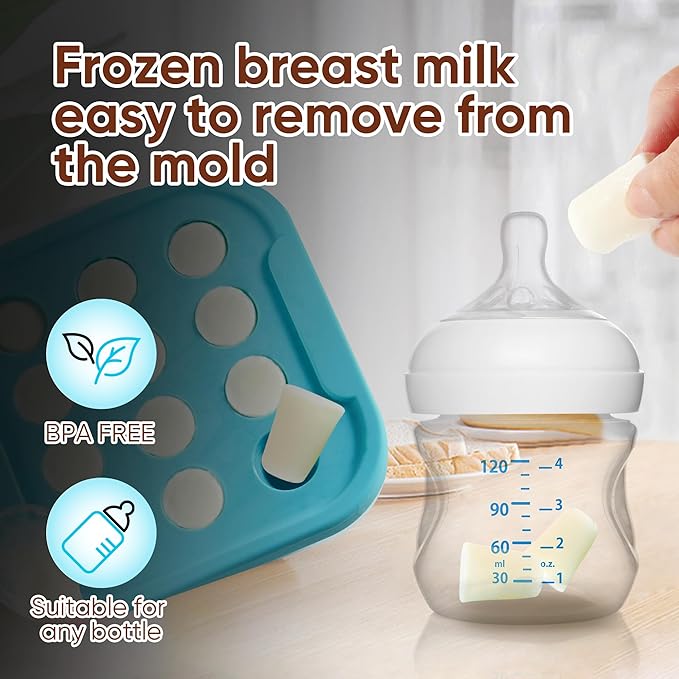 Silicone Milk Freezer Tray - Perfect Storage Container Silicone Baby Food Freezer Tray Mold With Lid for Bone Broth, Purees Baby Food and Purees Color Aqua Blue
