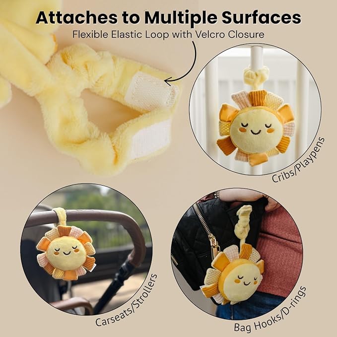 Lion & Light® Sunny Crinkle Toys for Baby | Sensory Toys for Babies | Baby Hanging Toys | Mellow Textures & Crinkle Sounds | Soft Rattle Toy for Babies 0-6 Months | Plush Toys for Kids