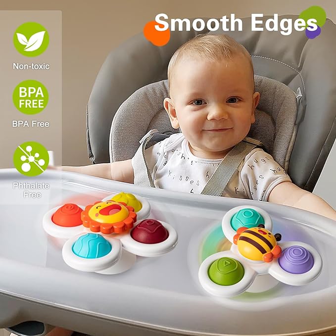3PCS Suction Cup Spinner Toys for 1-2 Year Old Boys Spinning Toys Sensory Toys for Toddlers 1-3 Gifts for 1 Year Old Girls