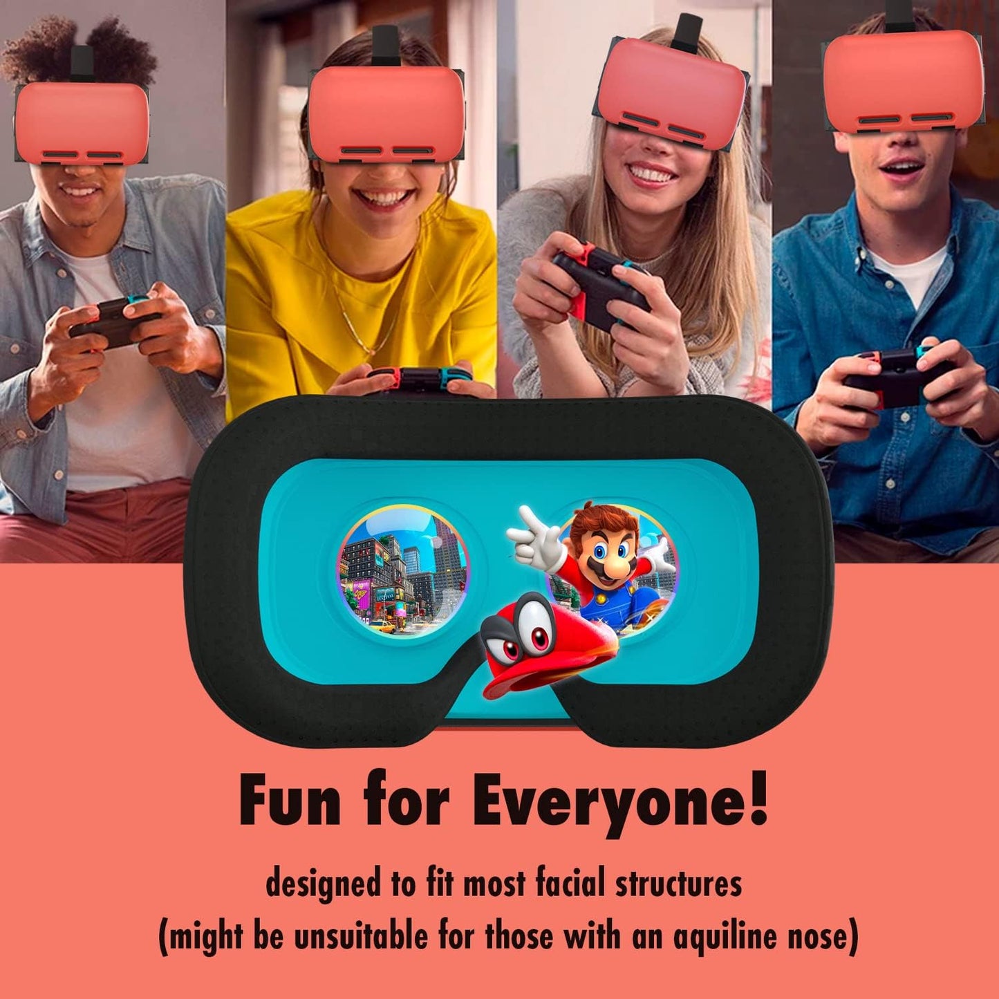 Orzly VR Headset Designed for Nintendo Switch & Switch OLED Console with Adjustable Lens for a Virtual Reality Gaming Experience and for Labo VR - Colour Pop - Gift Boxed Edition Tanami