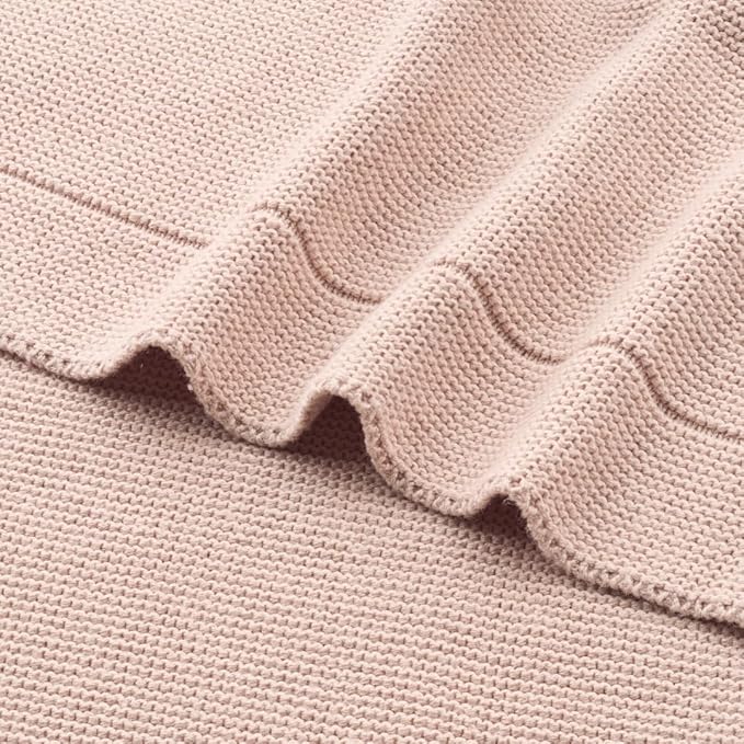 Knitted Organic Cotton Baby Blanket- Swaddle Blanket, 30" x 40" Soft Receiving Blanket for Newborn (Blush Ultra-Soft)
