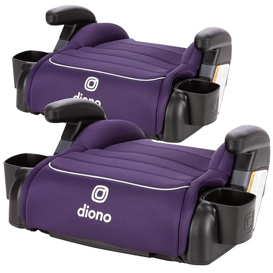 Diono Connect3 R Backless Booster Pack of 2, Slim Fit 3-Across in Many Mid-Sized Sedans and SUVs, for Children from 40-120 lbs., Lightweight with Cupholder, Purple Wildberry