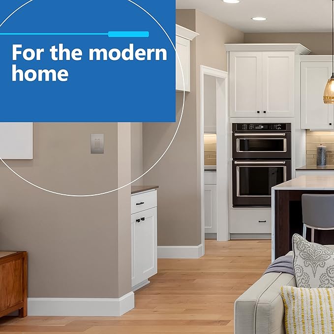 LIDER Brushed Finish Decorator Switch Cover, Screwless Wall Plate, Mid-Size 1-Gang 4.88" x 3.11", Unbreakable Polycarbonate Thermoplastic, UL Listed, LSWP-31M-BNK, Brushed Nickel