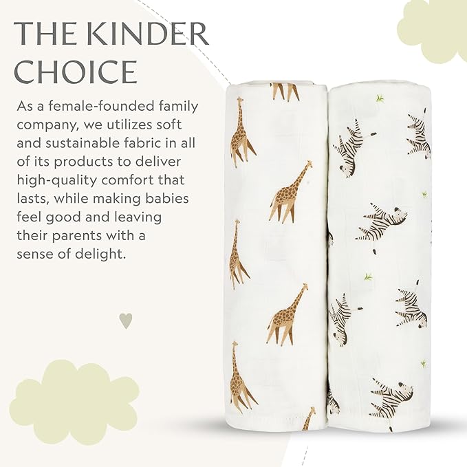 Muslin Baby Swaddle - Breathable Receiving Blankets for Newborn Baby, 70% Viscose derived from Bamboo, 30% Spandex, Imported