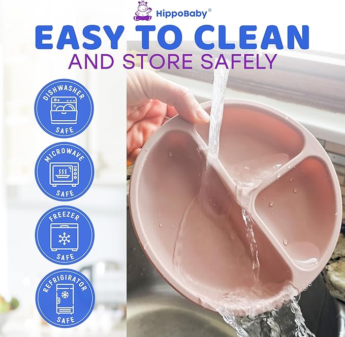 Baby Led Weaning Supplies |10 Piece Silicone Baby Feeding Set, Baby Toddler Bib Cup Divided Plate and Bowl Self Feeding Spoons Dish Set | Baby Utensils,Toddler Feeding Supplies (Rose Quartz)