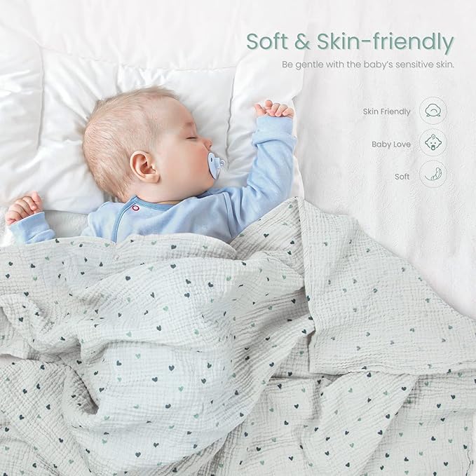 Lulu moon Muslin Swaddle Blanket Baby Receiving Blankets Neutral, 2 Pack, Sage