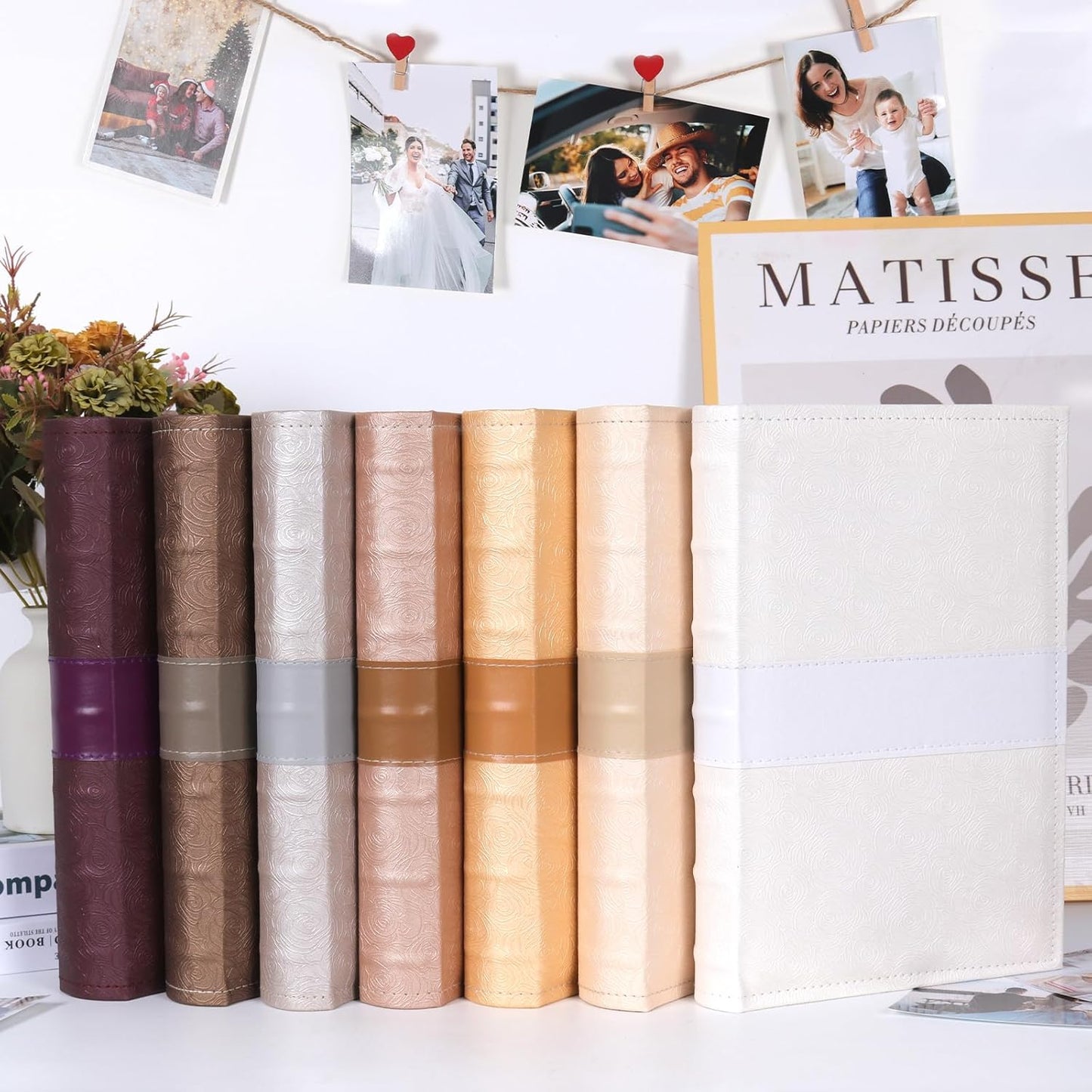 RECUTMS Photo Album with Writing Space 4x6 300 Pockets Photo Book,Leather Cover Picture Album with Memo Areas for Wedding Anniversary Family Baby Couple Valentines Graduation Travel (Yellow)