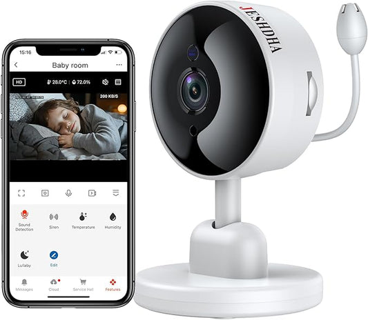 Security Camera for Home Baby Monitor, 1080p HD Video WiFi Indoor Camera with Motion Detection, 2-Way Audio Siren, Night Vision, Cry Detection/Temperature Detection