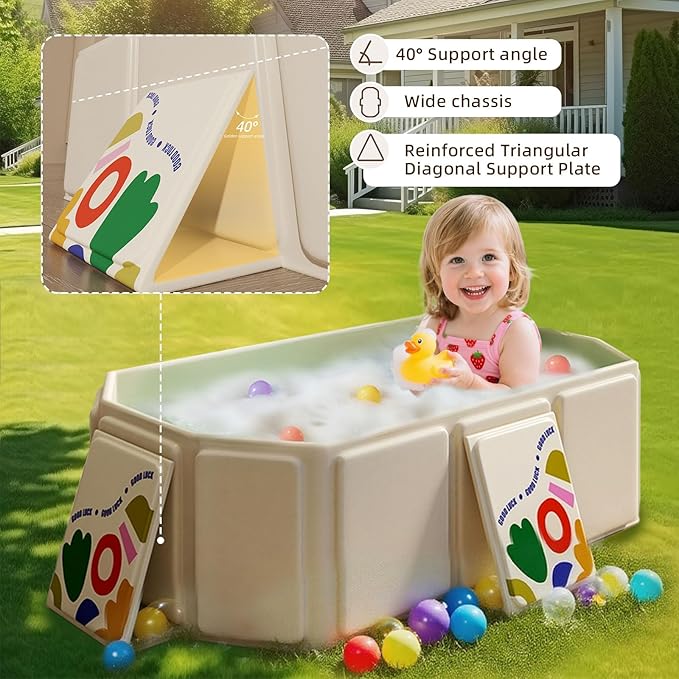 Collapsible Bathtub 29.5×17.7×9.8 in with Drain Plug Foldable Bath Tub for Toddlers and Pets Easy to Store Lightweight for Home, Outdoor or Travel (White)