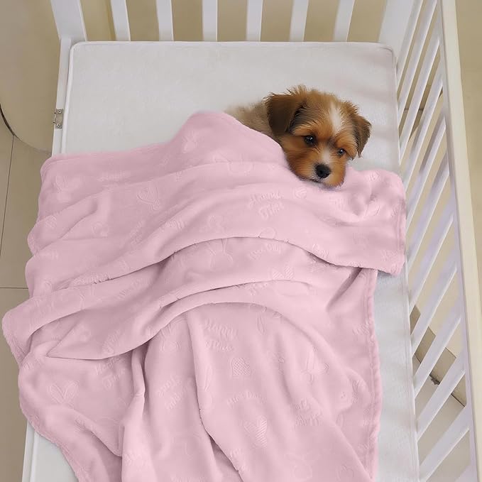 Soft Cozy Fleece Baby Blanket Animal Pattern Fluffy Plush Receiving Blanket for Newborn Infant Toddler, Warm Crib Stroller Blanket for Boys Girls, 30"x40", Pink