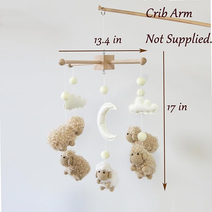 Sheep Mobile for Crib Baby Mobile Sheep Crib Mobile Nursery DéCor White