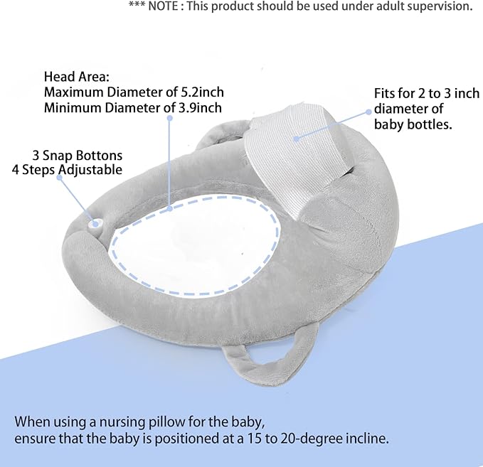 2 Pack Baby Pillow,Breastfeeding Pillow,Nursing Cushion for Bottle Feeding Comfort,Arm & Wrist Relief Pillow for Infant Care（Gray）