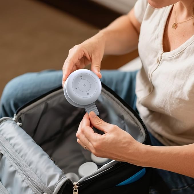 Portable Sound Machine - White Noise Sound Machine for Baby, Travel Donut Sound Machine for Sleep, 15 Soothing Sounds & 7 Colors Night Light, Breathing, Baby Shusher, Registry Gift, Grey