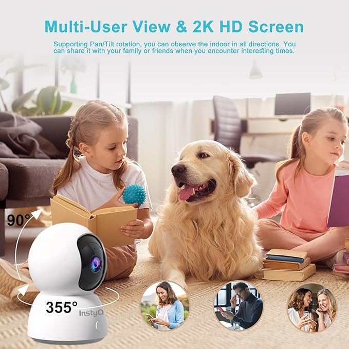 2K Indoor Camera, 5G/2.4G WiFi Pet Camera Home Security Camera for Baby/Pet Monitor with Phone app, Night Vision, 2-Way Audio, Cloud&SD, 360° Security Camera Wireless with Auto Tracking, Pan/Tilt