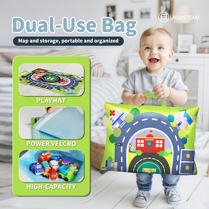 ALASOU 12 PCS Soft Rubber Car Toys for 1 Year Old Boy with Playmat/Storage Bag|1 Year Old Boy Gifts|1st Birthday Gifts for Toddler Toys Age 1-2|Baby Toys 12-18 Months