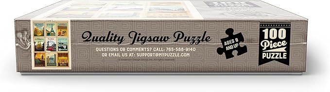 MyPuzzle World Travel: Multi-Image Print - Edition 1, Vintage Poster - Premium 100 Piece Jigsaw Puzzle for Adults