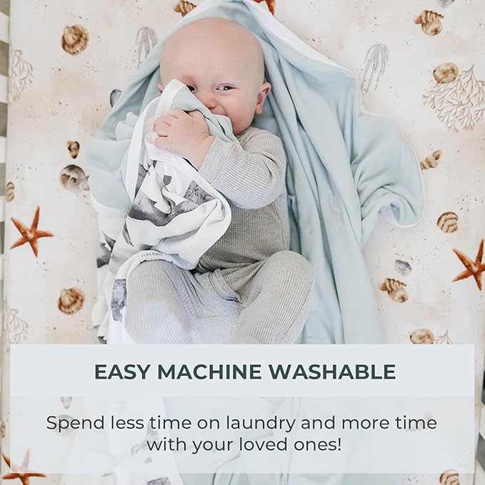 Pobi Baby Soft Neutral Blanket - Premium Cotton Toddler Quilt, Ideal for Boys & Girls - Warm, Soft Blankets (Seaside)