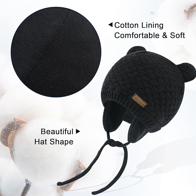 XIAOHAWANG Baby Hat Cute Bear Toddler Earflap Beanie Warm for Fall Winter