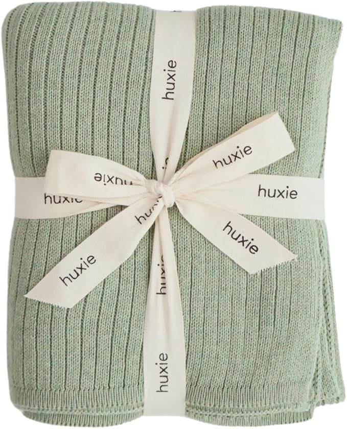 Knitted Organic Cotton Baby Blanket- Swaddle Blanket, 30" x 40" Soft Receiving Blanket for Newborn (Roman Green)