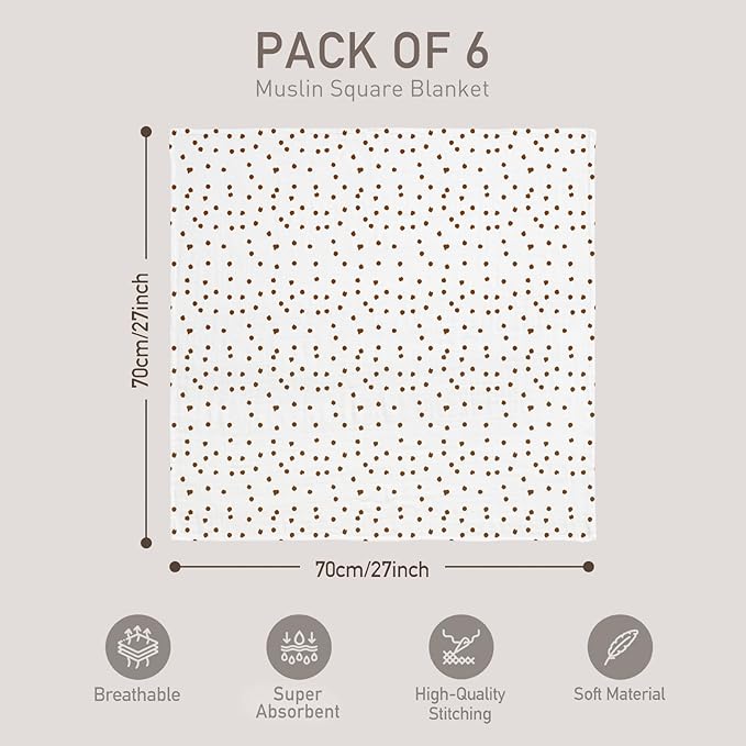 GLLQUEN BABY Receiving Blanket Boy Cotton Muslin Swaddle Blankets Girl Newborn Squares Breathable & Soft Thin Baby Blankets Cloths Double Absorbent Infant Swaddling Wrap - 6 Pack (Rainbow)