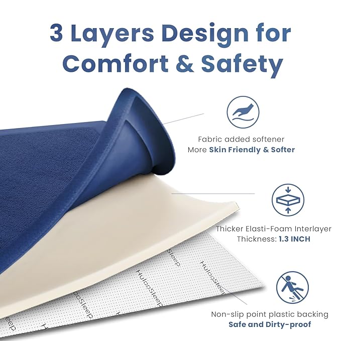 Baby Play Mat for Floor,1.3" Thick Elasti-Foam 50x50 Playpen Mat for Toddlers Infant Kids,Water-Repellent Soft Coral Velvet Tummy Time Non Slip Crawling,Tatami(Dark Blue)