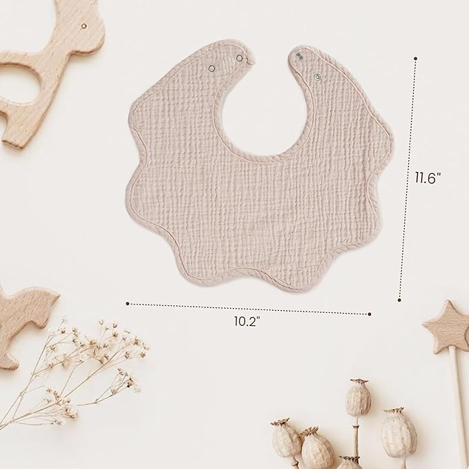 Konssy Muslin Baby Bibs 100% Cotton Absorbent Bandana Drool Bibs for Teething and Drooling, 6-Pack for Baby Boys & Girls