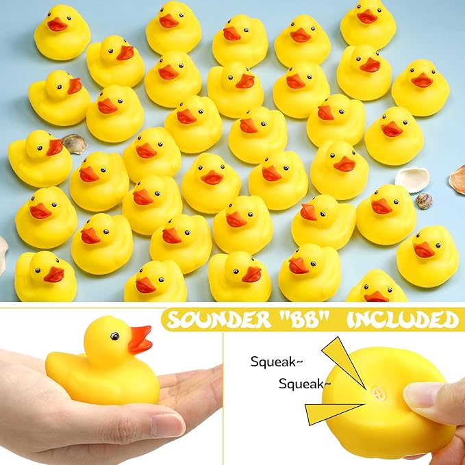 Vinsot 2 Inch Yellow Rubber Duck Bath Toys Large Rubber Ducks Bath Ducks Squeak Bathtub Toys for Birthday Pool Decoration Game Supplies (72 Pcs)