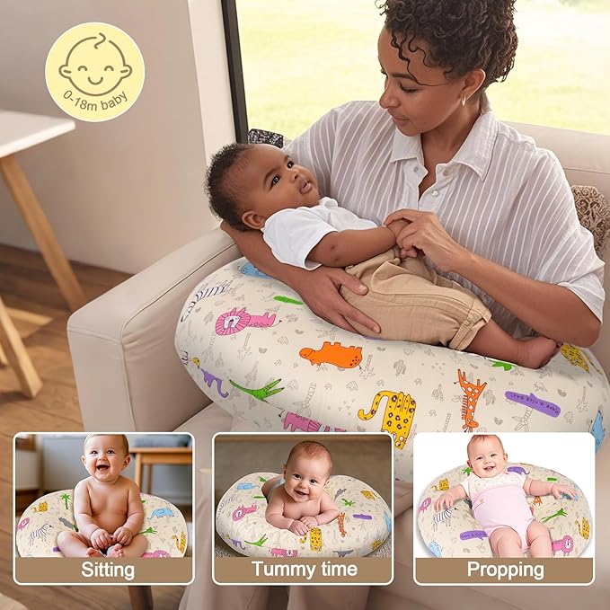 Baby Nursing Pillow for Breastfeeding, Adjustable Breast Feeding Pillow for Bottle Feeding, Breastfeeding Essentials for Mom and Baby Healthier Nursing, Bobby Pillow for Newborn,Removable Cotton Cover