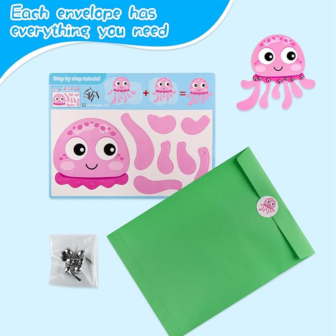 DINSUMRUG 20 Animal Arts & Crafts Kit for Kids 4-6, All-Inclusive Toddler Craft Box with Paper Plates, Puppets, Fun Activities, Tigers, Lions (134 Characters) (Animal)