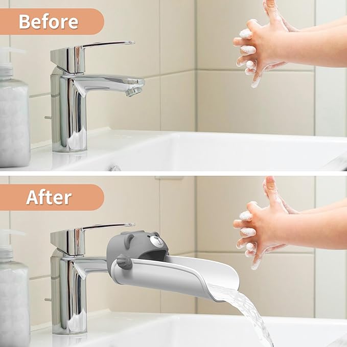 Skyroku Faucet Extender for Toddlers, Sink Extenders with Temperature Sensitive for Kids Hand Washing Sink Faucet Extension,Suitable for Bathroom Sink, Kitchen,Bathtub (Grey)