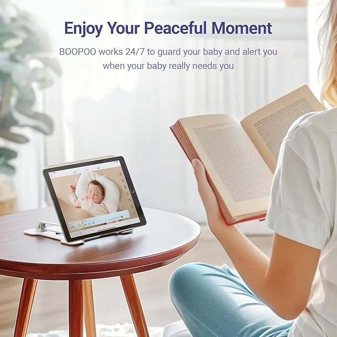 Baby Camera Monitor for AI Solution for Breathing Tracker, 2K HD Baby Monitor with Camera with Audio Video, Night Vision, Smartphone App, 2-Way Audio, Soothing Sound, No Monthly Fee Crib Mount