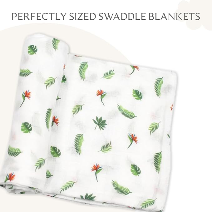 Muslin Baby Swaddle - Breathable Receiving Blankets for Newborn Baby, 70% Viscose derived from Bamboo, 30% Spandex, Imported