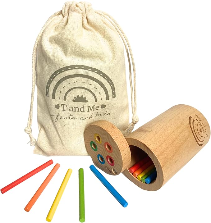 Sticks for Kids Travel Size, Montessori Toys for 1-3 Year Old, 1 Year Old Gift, Wooden Toddler Toys, Toddler Stocking Stuffer, Learning Toys for 1-3 Years