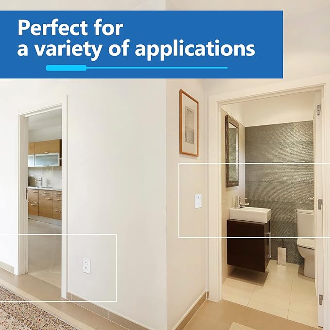 LIDER Matte Finish Decorator Switch Cover, Screwless Wall Plate, Mid-Size 1-Gang 4.88" x 3.11", Unbreakable Polycarbonate Thermoplastic, UL Listed, LSWP-31M-W, White